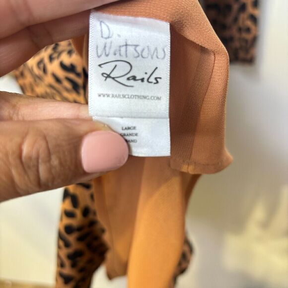 Rails Womens Brown Leopard Print Pleated Tie Waist Button Up Shirt Dress Large - Picture 8 of 9